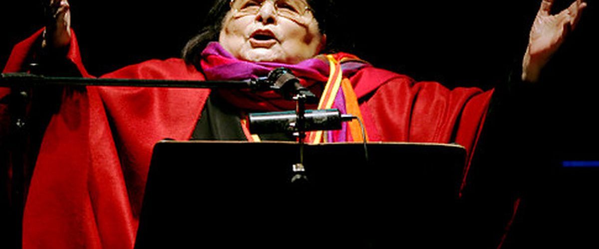 Mercedes Sosa et al. looking at a laptop