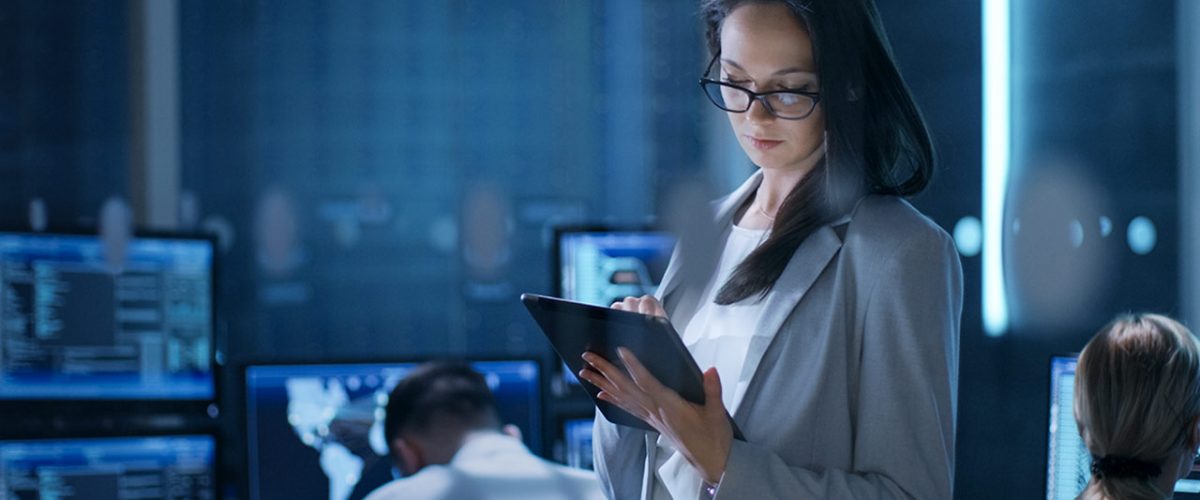 A person observes tablet